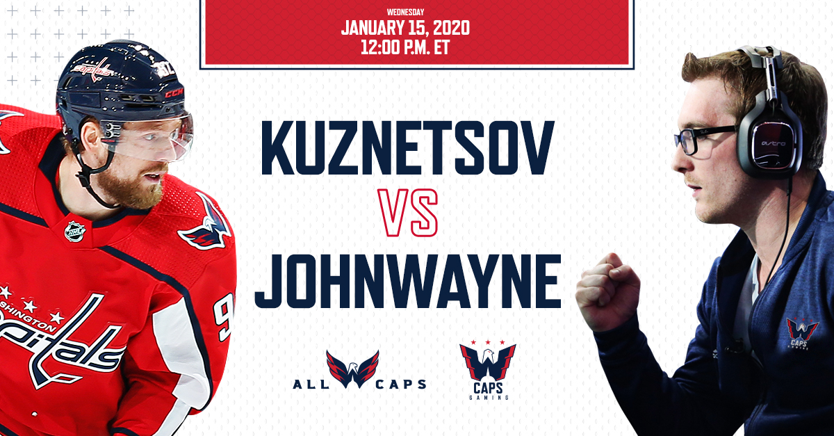 Capitals Player Evgeny Kuznetsov and Caps Gaming’s JohnWayne to Play NHL 20 Jan. 15