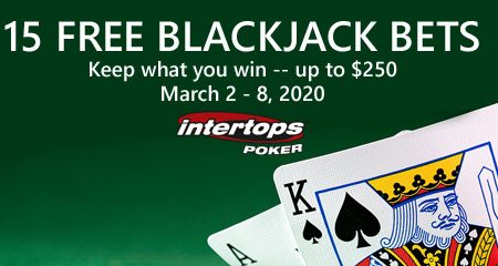 Free blackjack bets up for grabs this week at Intertops Poker