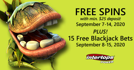 Extra spins and blackjack offer this week at Intertops Poker