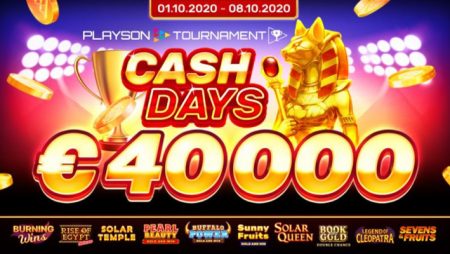 Playson October CashDays tournament features €40,000 prize pool; EGR Italy 2020 shortlisted honor