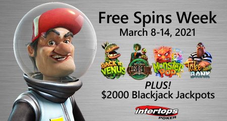 Extra spins week is back again at Intertops Poker with four popular online slots by Betsoft Gaming