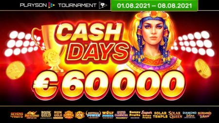 Playson launches August edition of online slots CashDays Tournament with €60,000 prize pool