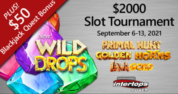 Intertops Poker announces new $2,000 online slot tournament featuring new Betsoft title Wild Drops