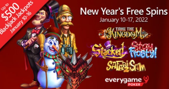 New Year kicks off at Everygame Poker with extra spins on Betsoft games and blackjack prizes