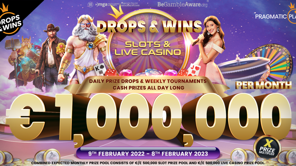 DROPS AND WINS – PRAGMATIC PLAY CONTINUE WITH MEGA MONTHLY GIVEAWAY OF €1,000,000