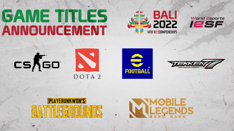 IESF Reveals Six Game Titles for 2022 World Esports Championships