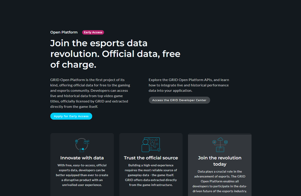 GRID Esports announces GRID Open Platform and provides free access to official gaming data