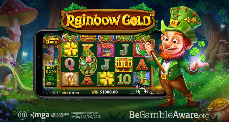 Pragmatic Play’s new online slot Rainbow Gold will leave you feeling full of the old Irish luck!