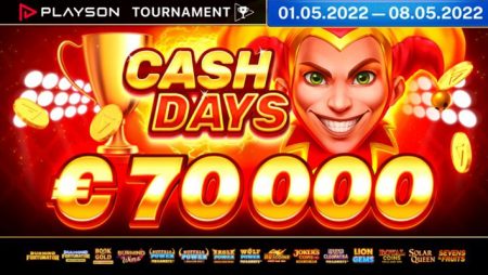 Playson announces May CashDays online slots tournament with 70k prize pool; signs new content deal with Admiral Croatia