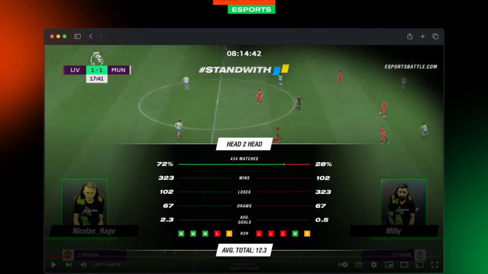 BETER adds in-play statistics widget to efootball live streams