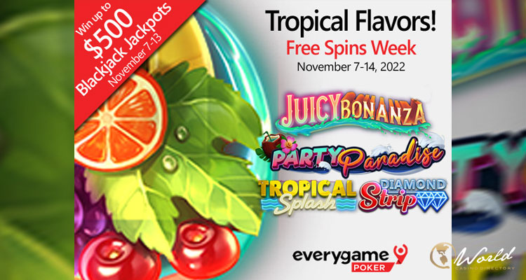 EveryGame Poker boasts Free Spins and Blackjack rewards from Monday; Win up to $500 Blackjack jackpot till Sunday