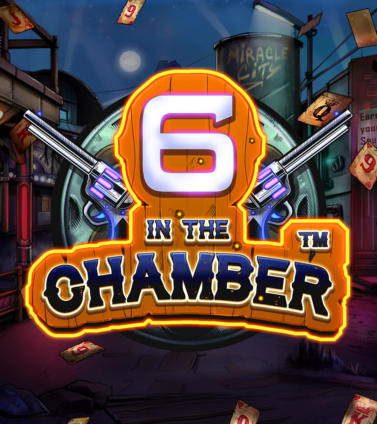 6 in the Chamber™ combines the Wild West, Cyberpunk, exciting bonus features and big winning potential!