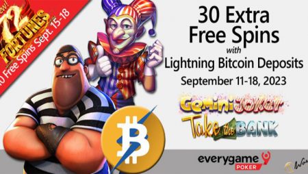 Everygame Poker Rewards 30 Additional Free Spins For Lightning Bitcoin Deposits On Two Popular Slots