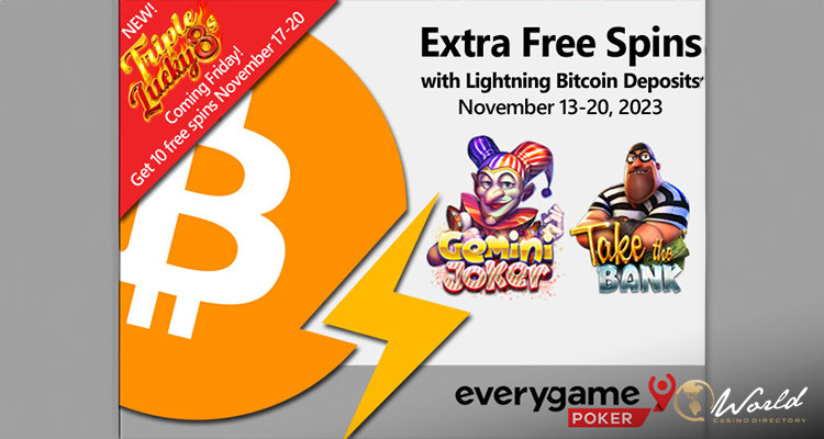 Place Deposit on Everygame Poker with Lightning Bitcoin and Get Additional Free Spins for Two Slot Games