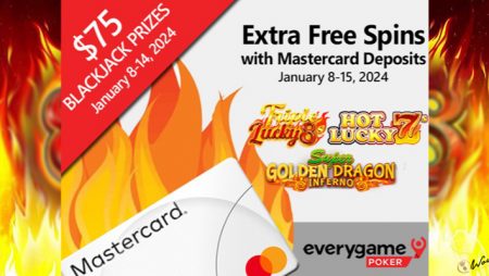 Everygame Poker Awards 30 Additional Free Spins To Slots Players Who Make Deposits With a Mastercard