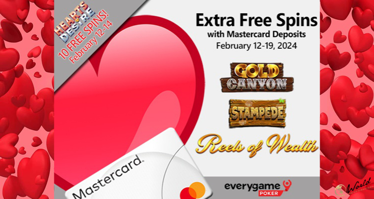 Everygame Poker Joins Valentine’s Day Celebrations and Offers Up to 100 Free Spins: February 12-19
